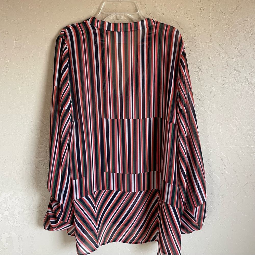 CAbi #5519 The Ultimate Multicolor Stripe Blouse Sheer medium - Picture 8 of 10